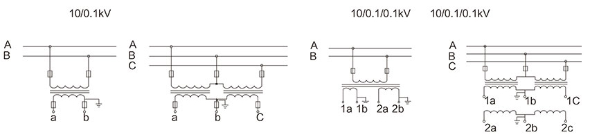 LDZ10-3、6、10电压互感器的接线图