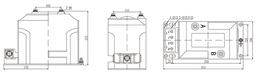 LDZ10-3、6、10电压互感器的外形及尺寸