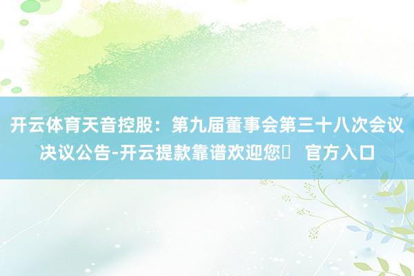 开云体育天音控股：第九届董事会第三十八次会议决议公告-开云提款靠谱欢迎您✅ 官方入口