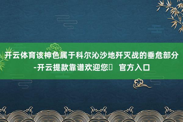 开云体育该神色属于科尔沁沙地歼灭战的垂危部分-开云提款靠谱欢迎您✅ 官方入口